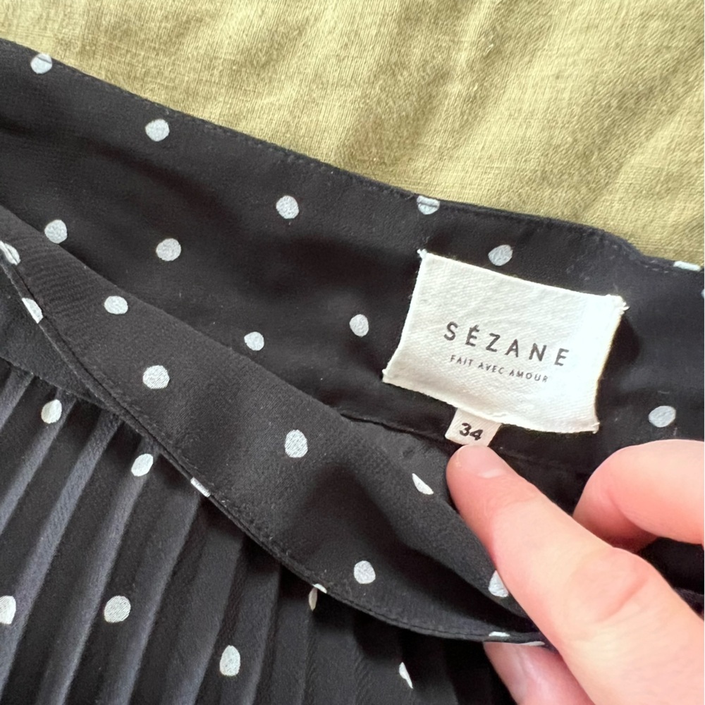 Sezane Black and White Polka Dot knee length Skirt - Picture 5 of 7